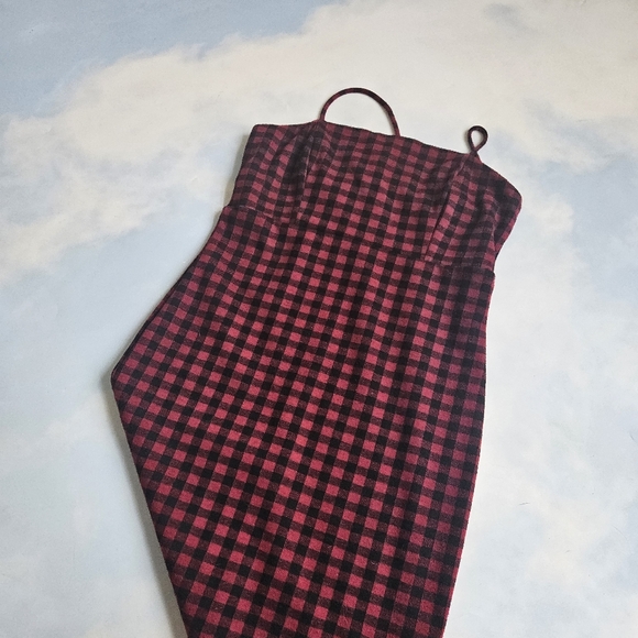 Red Plaid Spaghetti Strap Dress Buffalo Plaid Dress Punk Rock Dress - Picture 6 of 10
